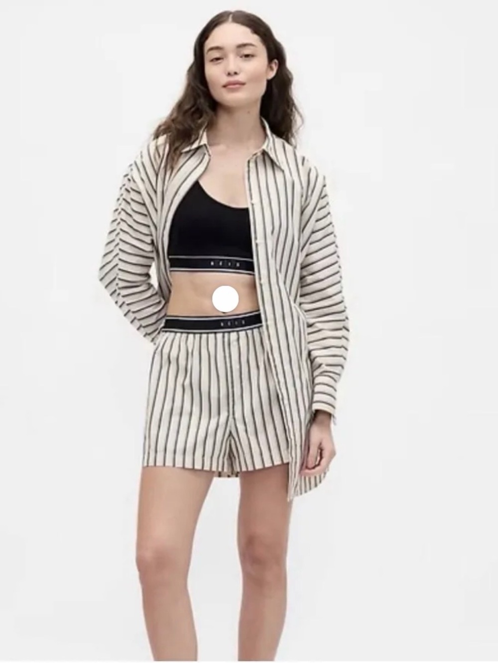 GAP Cream Shirt Jacket with Black Stripes. Matching shorts in closet